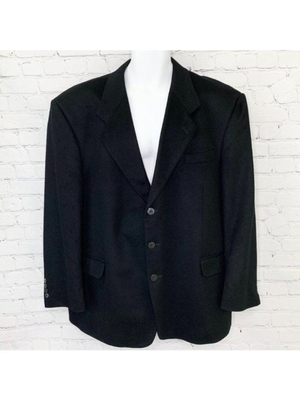 ITALIAN 100% PURE CASHMERE FENZIA BLACK BLAZER JACKET SPORT COAT 46R
